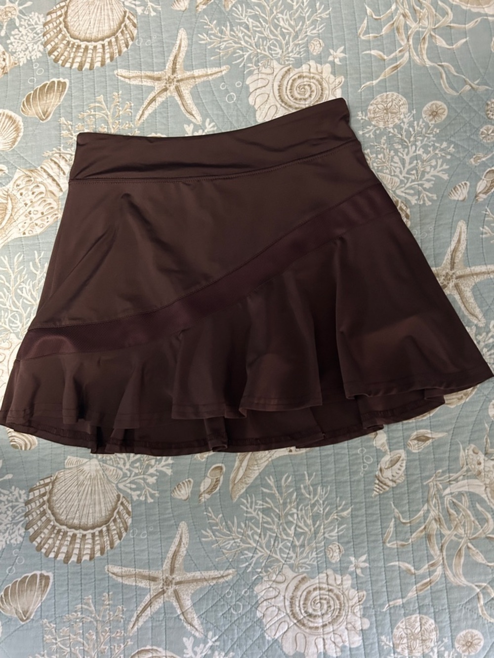 Brown Women's  Tennis Skort with Ruffle Hem
